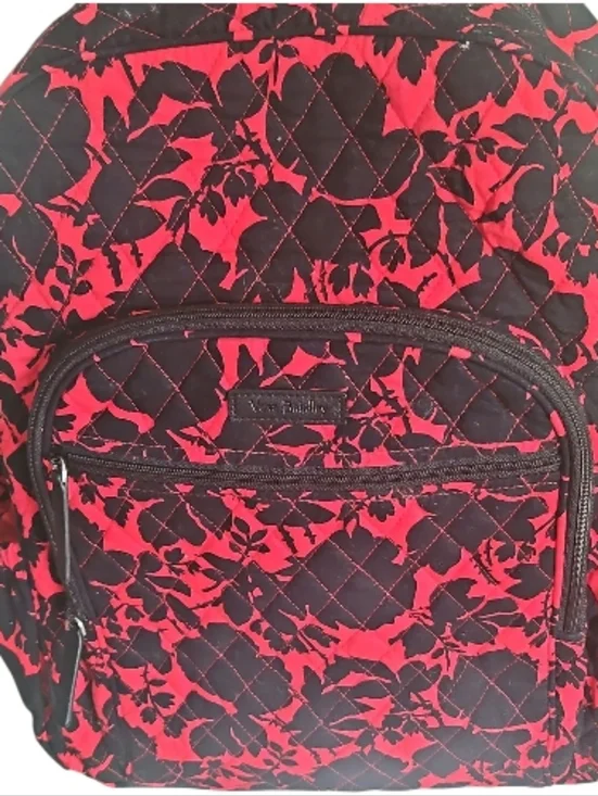 Vera Bradley Quilted Floral Backpack - Red and Black - Picture 5 of 12